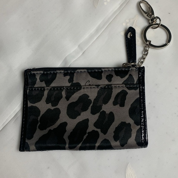 Coach Keychain Wallet. Women. Animal Print. Black Gray - Picture 2 of 7